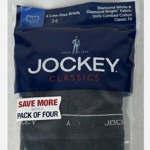 NIP Jockey Classics 4 Pack Black Low-Rise Briefs Mens Size 34 Underwear 2012